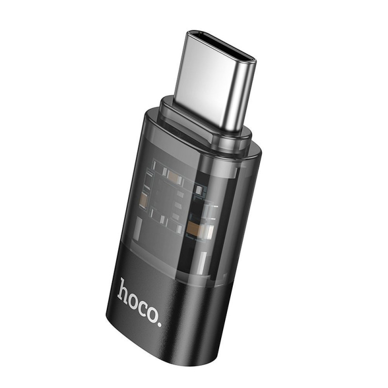 Adapter USB C to Lightning Hoco UA36D transparent black Adapter USB C to Lightning Hoco UA36D transparent black