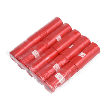 Plastic bags for dog excrement 10 rolls red