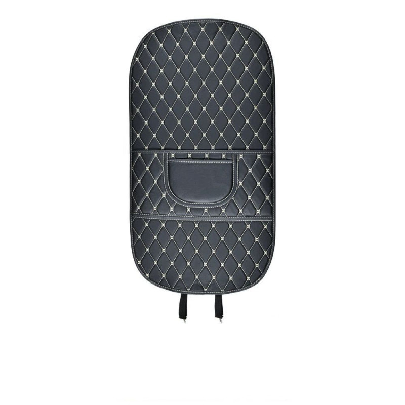 Protective leather mat for car seat anti-kick with organizer black