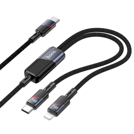 Cable 2in1 USB C to USB C + Lightning Hoco 5A 100W 1