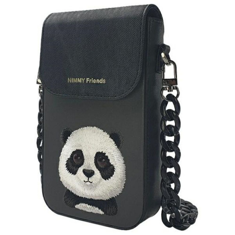 Phone case wallet handbag 3-in-1 Set Nimmy Big Eyed Pet 2.0 panda black