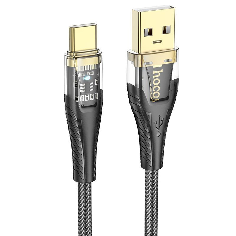 Cable USB A to USB C Hoco 2,4A 1,2 m U121 black transparent Cable USB A to USB C Hoco 2,4A 1,2 m U121 black transparent