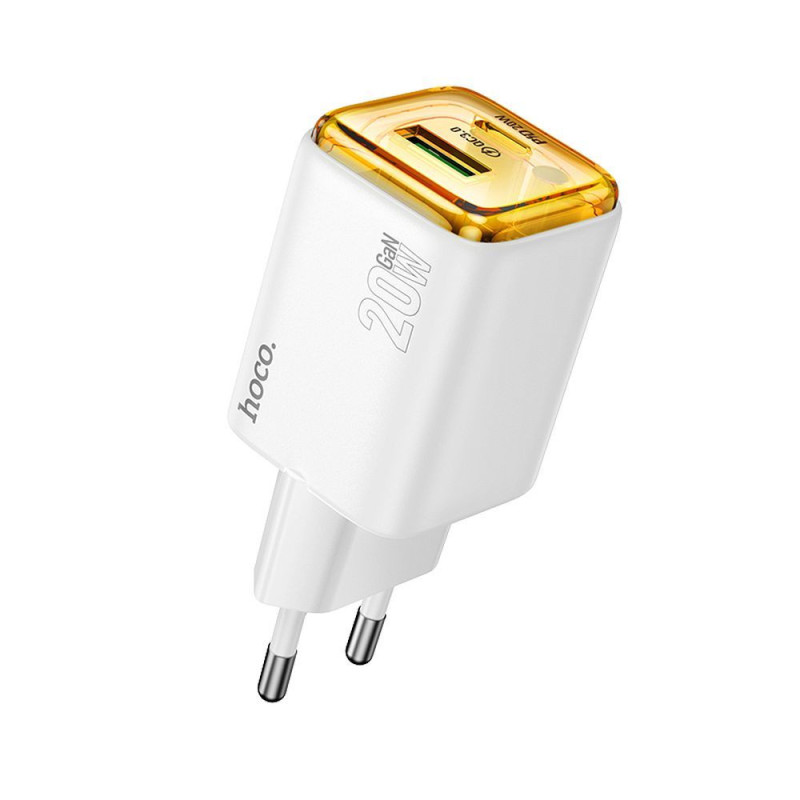 Phone charger Hoco USB A + USB C QC3.0 PD 3A 20W N52 white