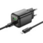 Phone charger Hoco USB A + USB C QC3.0 PD 3A 20W + cable USB C to Lightning N52 black