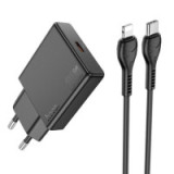 Phone charger Hoco Slim USB C QC PD 20W + cable USB C to Lightning N37 black