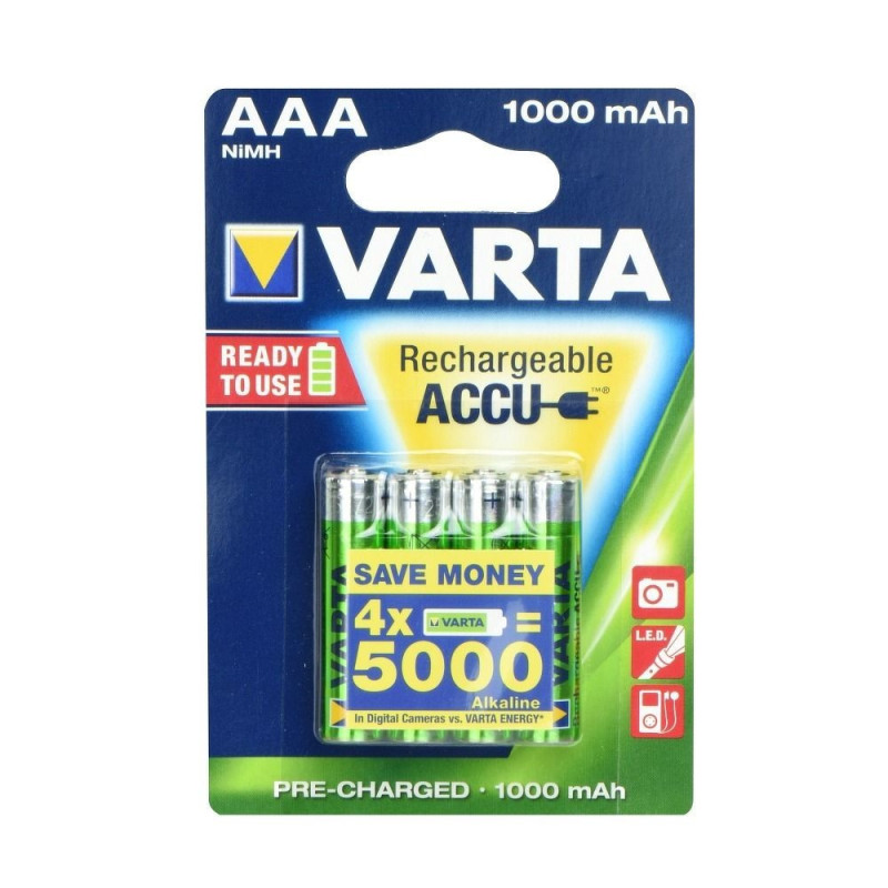 VARTA rechargeable battery R3 (AAA) 1000 mAh ready to use 4 pcs VARTA rechargeable battery R3 (AAA) 1000 mAh ready to use 4 pcs