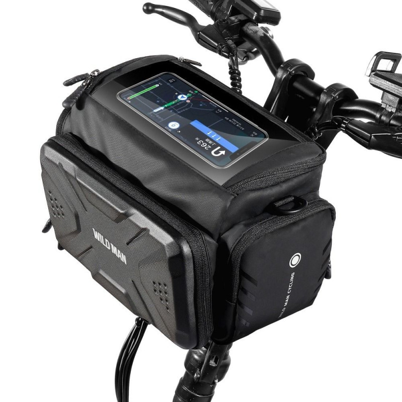 WILDMAN traveling  bag for bike handlebars with zipper GS6 4L ( 4 "- 7" ) black