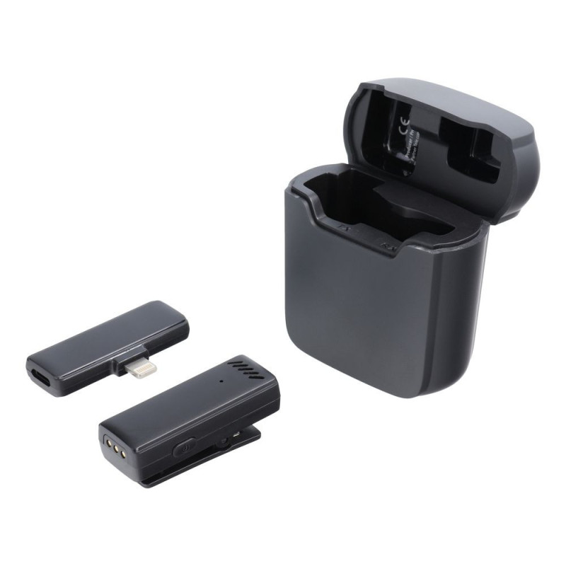 Wireless lavalier microphone Lightning with charging case S11 black