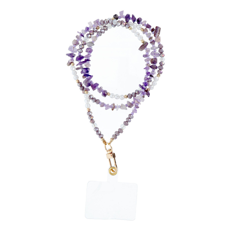 STONE Phone lanyard, Phone pendant / cord length 82cm (41cm in the loop) / on neck - purple STONE Phone lanyard, Phone pendant / cord length 82cm (41cm in the loop) / on neck - purple
