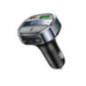 Car charger Hoco USB A + USB C PD QC3.0 5A 30W with digital display + transmitter FM BT E70 obsidian black