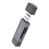 Card reader SD / TF Hoco USB A / USB C 3.0 metal gray