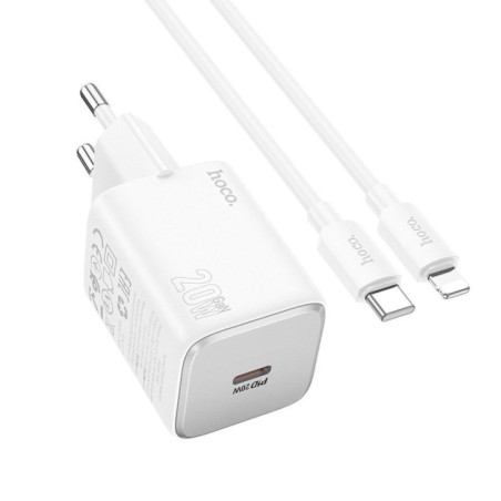 Phone charger Hoco USB C QC PD 20W + cable USB C to Lightning N40 white