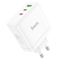 Phone charger Hoco 2 x USB C + USB A GaN QC PD 65W N30  white