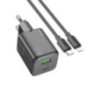 Phone charger USB A + USB C QC PD 3A 20W + cable USB C to Lightning N41 black Phone charger USB A + USB C QC PD 3A 20W + cable USB C to Lightning N41 black