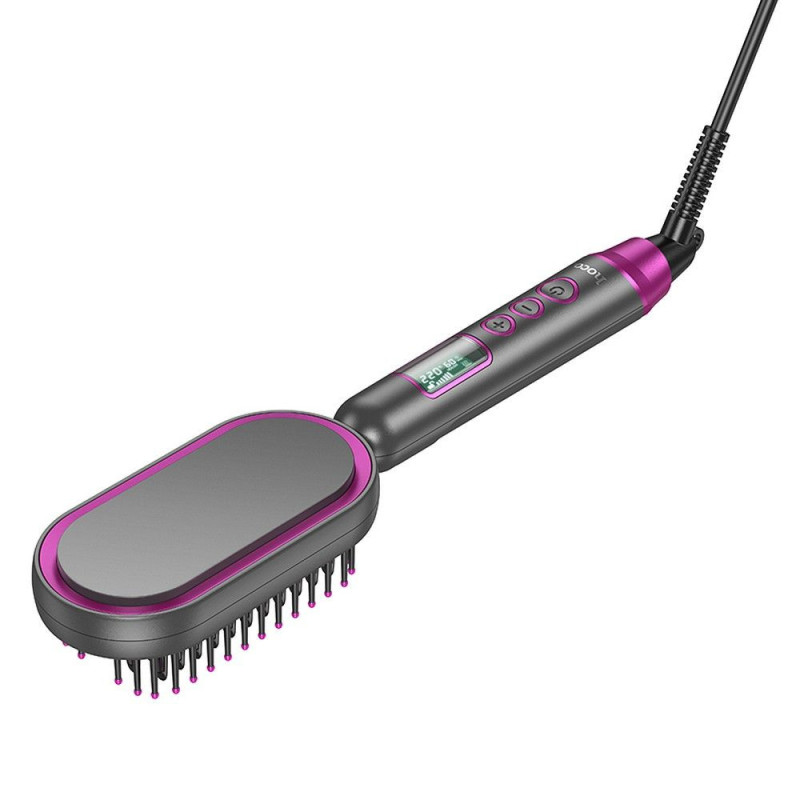 Hair straightener Hoco with comb and digital display HP44 rose red
