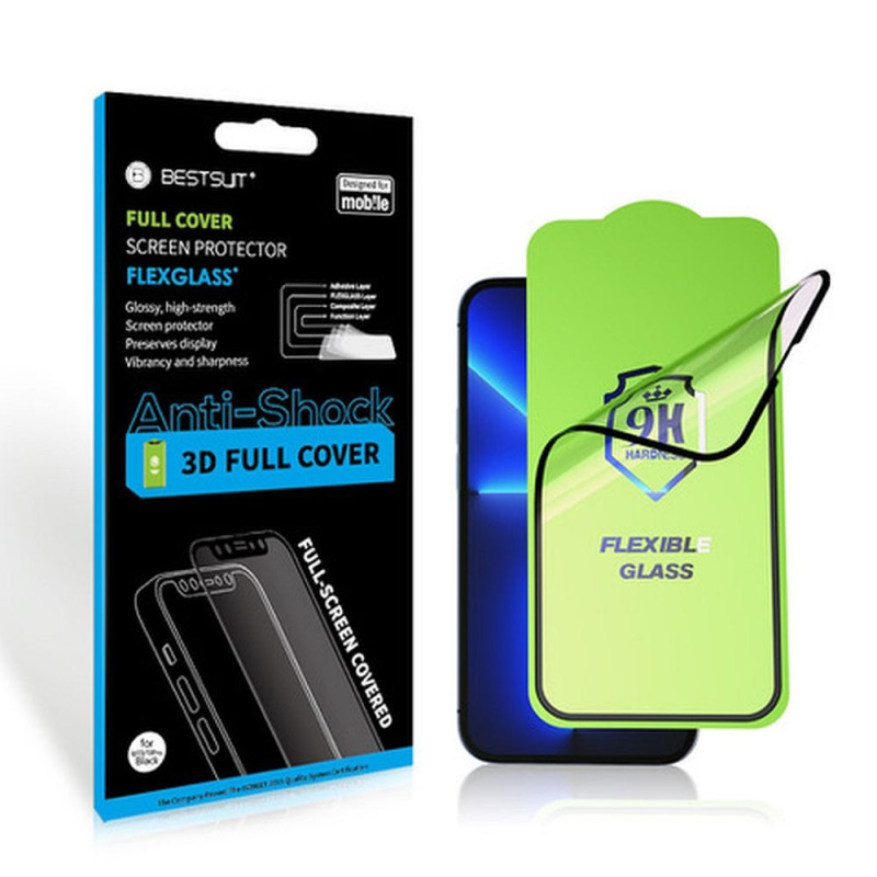 5D Full Glue Hybrid Glass for iPhone 16 Bestsuit Flexible black