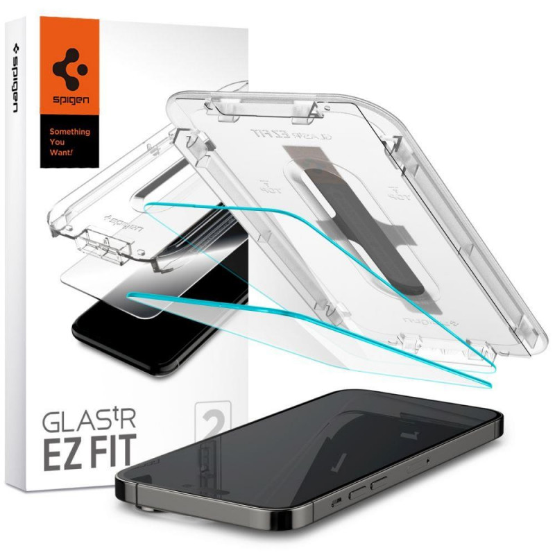 TEMPERED GLASS Spigen GLAS.TR EZ FIT 2-PACK IPHONE 14 PRO CLEAR