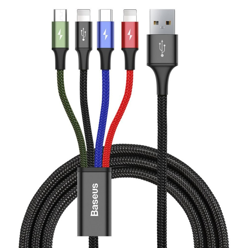 Datenkabel 4in1 USB-A / 2xLightning + USB-C + micro USB Baseus nylon braided 3.5A 120cm