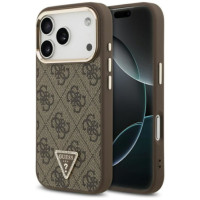 GUESS case for IPHONE 17 Pro compatible with MagSafe GUHMP17LP4GTDGMW (4G PU W/ Triangle Logo) gold brown