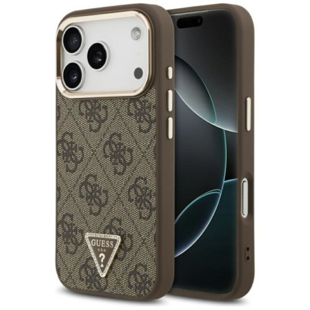 GUESS case for IPHONE 17 Pro compatible with MagSafe GUHMP17LP4GTDGMW (4G PU W/ Triangle Logo) gold brown