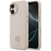 GUESS case for IPHONE 17 compatible with MagSafe GUHMP17SPGCRMDEP (PU W/ Grained Strass Logo) pink