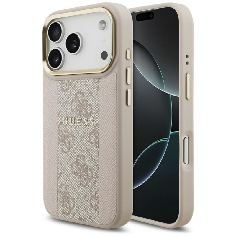 GUESS case for IPHONE 17 Pro compatible with MagSafe GUHMP17LPG4SEMCP (PU W/ 4G PU Stripe) pink