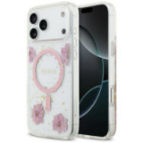 GUESS case for IPHONE 17 Pro Max compatible with MagSafe GUHMP17XRBFGFGMP (Resin Flowers and Glitter) pink