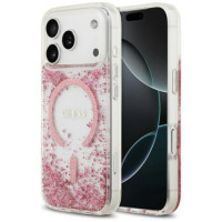 GUESS case for IPHONE 17 Pro compatible with MagSafe GUHMP17LRGRGEP (Resin Bottom Glitter) pink
