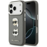 KARL LAGERFELD case for IPHONE 17 Pro KLHCP17LPSFDHPOG (FW Grained PU W/ K&C Heads Pin & Logo) gray