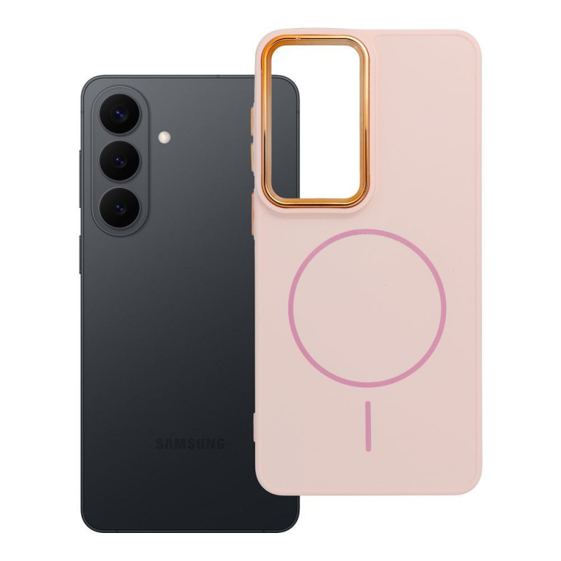 Case for Samsung S26 PLUS Frame Mag Cover compatible with MagSafe powder pink