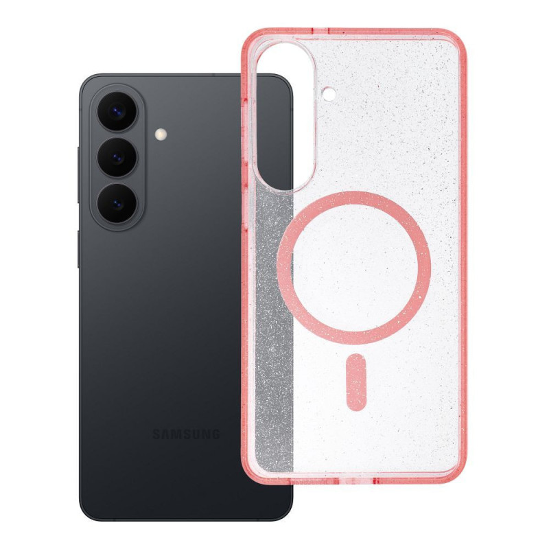 Case for Samsung S26 PLUS Clear Mag Cover (STR) compatible with MagSafe pink glitter