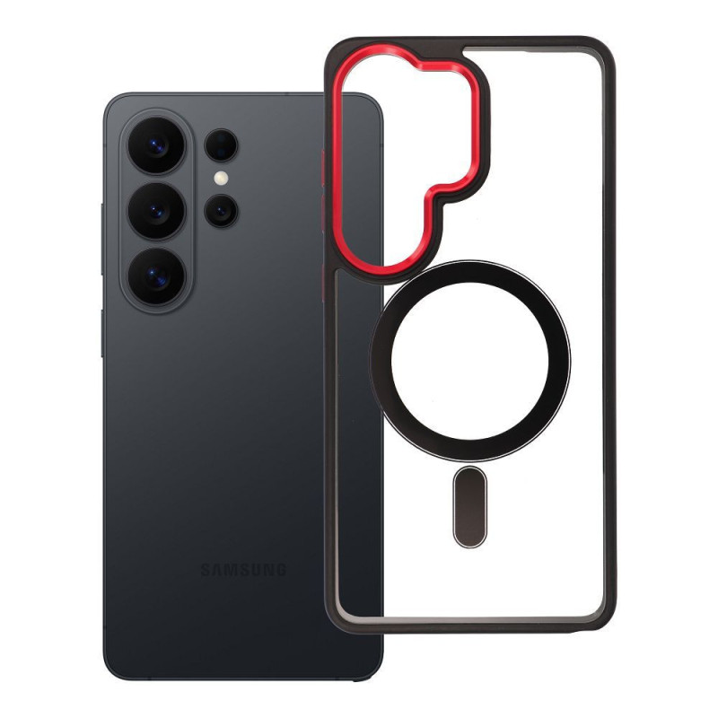 Case for Samsung S26 PLUS Color Edge Mag Cover compatible with MagSafe black-red