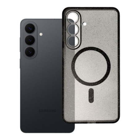 Case for Samsung S26 PLUS Clear Mag Cover (STR / CAMERA PROTECTION) compatible with MagSafe black glitter