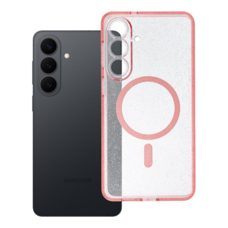 Case for Samsung S26 PLUS Clear Mag Cover (STR / CAMERA PROTECTION) compatible with MagSafe pink glitter