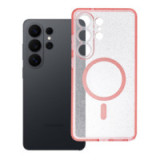 Case for Samsung S26 ULTRA Clear Mag Cover (STR / CAMERA PROTECTION) compatible with MagSafe pink glitter