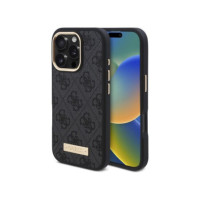 GUESS case for IPHONE 16 Pro Max compatible with MagSafe GUHMP16XU4GPRK (PU 4G Logo Plate) black