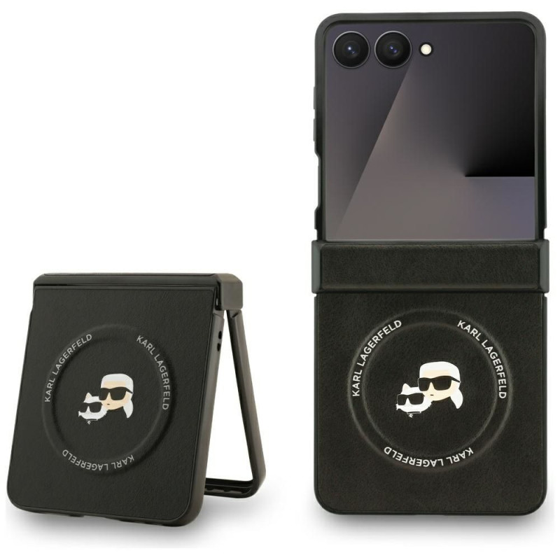 KARL LAGERFELD case for SAMSUNG Z Flip7 compatible with MagSafe KLHMZF7PSMLRKCK (PU K&C PINS) black