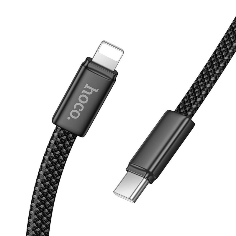 Flat Cable USB C to Lightning Hoco PD 30W 1 m X125 black