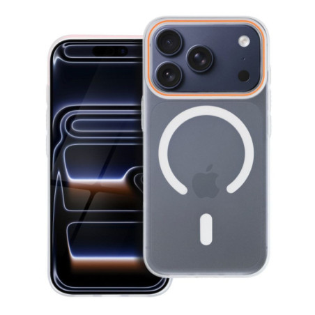 Case for iPhone 17 Go Orange compatible with MagSafe transparent