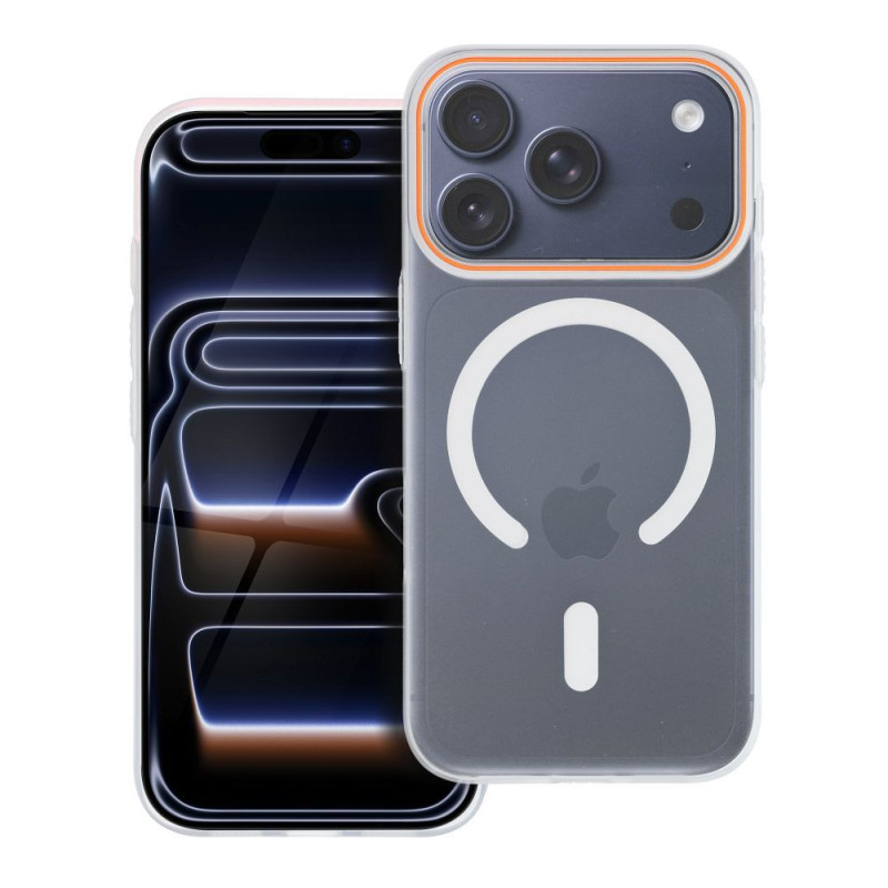 Case for iPhone 17 PRO Go Orange compatible with MagSafe transparent