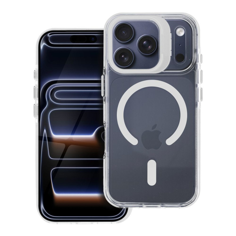 Case for iPhone 15 PRO Lens Mag Cover compatible with MagSafe white Case for iPhone 15 PRO Lens Mag Cover compatible with MagSafe white