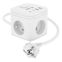 KERG 3-socket power cube + USB-A+USB-C charger 1.5m 3├ù1.5mm2 H05VV-F 16A/250V~ Smart white