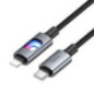LED Cable USB C to Lightning Hoco PD 27W 1,2 m U144 black LED Cable USB C to Lightning Hoco PD 27W 1,2 m U144 black