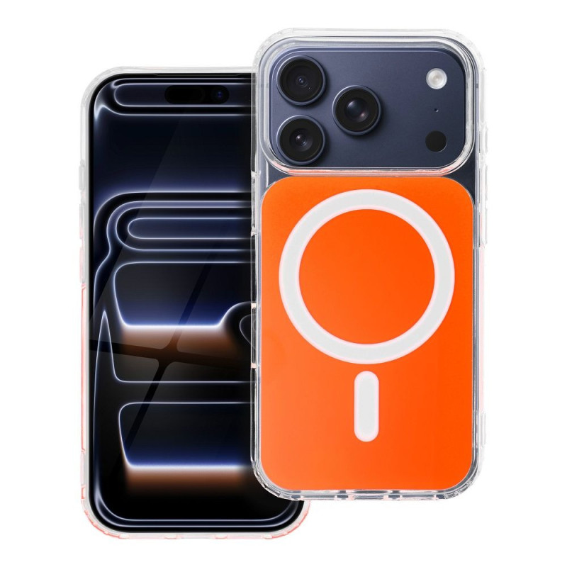 Case for iPhone 15 PRO Clear Fusion Mag Cover compatible with MagSafe hermes orange