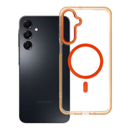 Case for Samsung A16 Frame Clear Hybrid Mag Cover compatible with MagSafe hermes orange