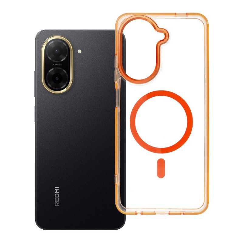 Case for Xiaomi Redmi A5 Frame Clear Hybrid Mag Cover compatible with MagSafe hermes orange