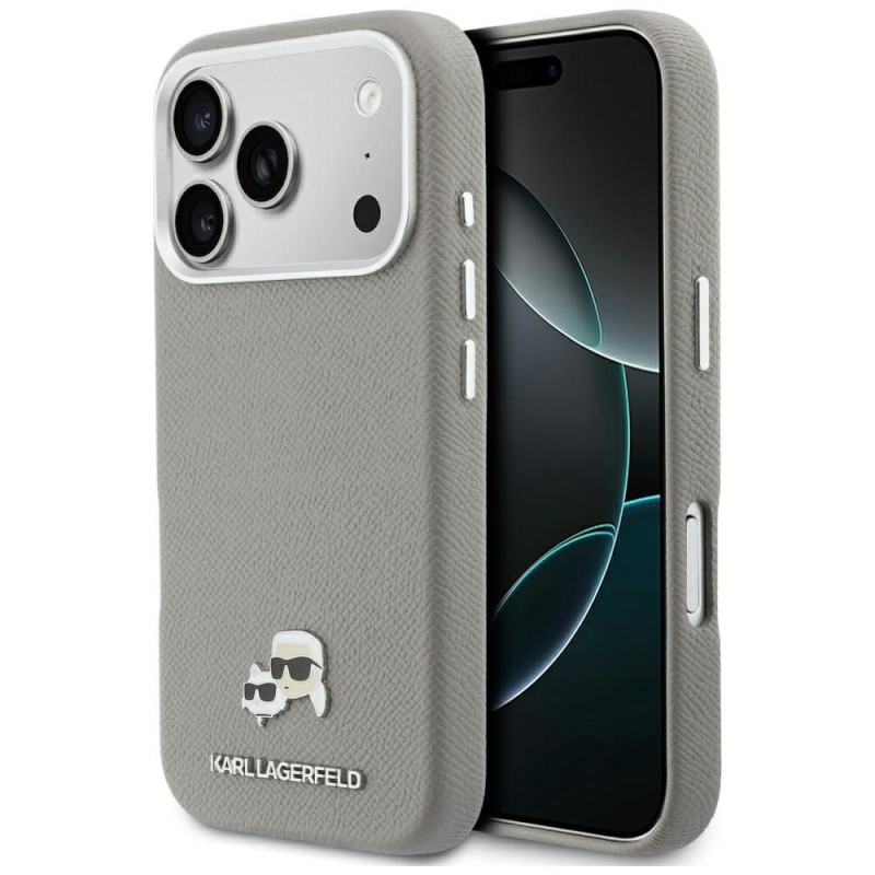 KARL LAGERFELD case for IPHONE 17 Pro compatible with MagSafe KLHMP17L6PFKCLG (PU FW W/ K&C Head Pin) gray