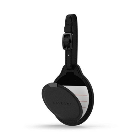 Locator compatible with Apple Find My Satechi FindAll Luggage Tag shape Vegan Leather ST-LFALTK black