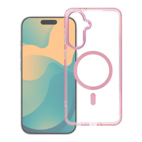Case for Samsung A27 Frame Clear Hybrid Mag Cover compatible with MagSafe powder pink