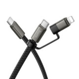 Flat Cable USB C to USB C/iP 2in1 Hoco 3A 60W 1 m X125 black